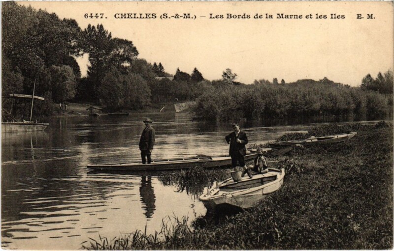 Carte postale ancienne Chelles Les Bords de la Marne et les Iles à Chelles