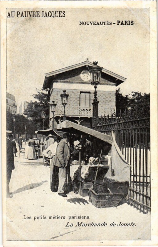 Carte postale ancienne Les petits métiers parisiens - La Marchande de Jouets à Paris 19e