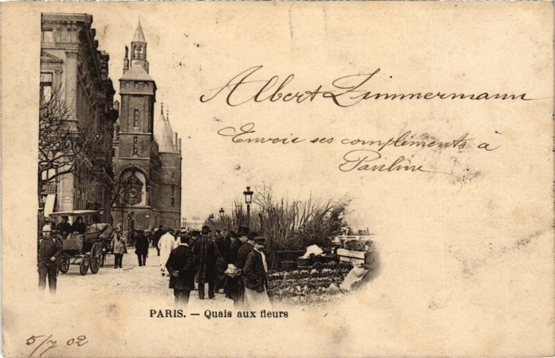 Carte postale ancienne Paris Petits Metiers Quai aux Fleurs