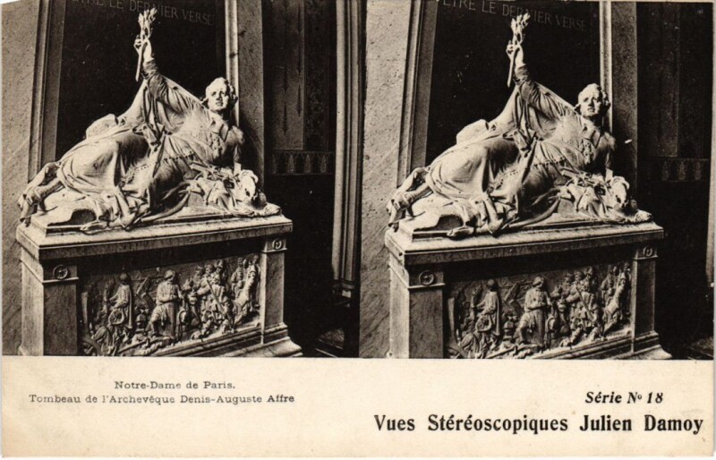 Carte postale ancienne Paris 4e Notre-Dame Tombeau de l'Archeveque Stereo à Paris 4e
