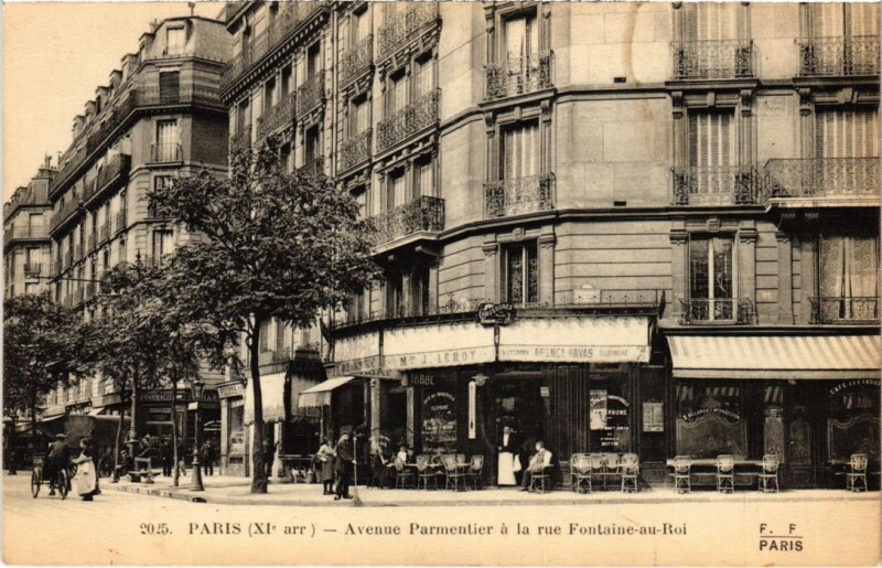 Carte postale ancienne Paris 11e Avenue Parmentier rue Fontaine-au-Roi F. Fleury à Paris 11e