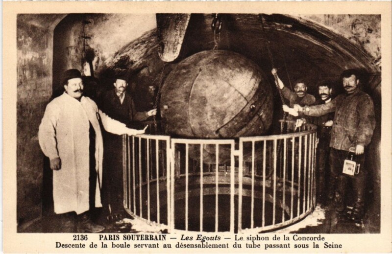 Carte postale ancienne Paris Souterrain Les Egouts Siphon de la Concorde