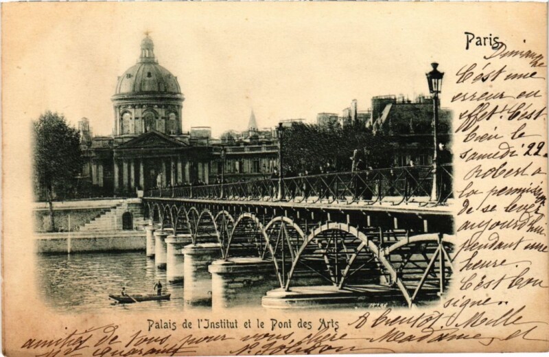 Carte postale ancienne Palais de l'Institut et Pont des Arts à Paris 1er