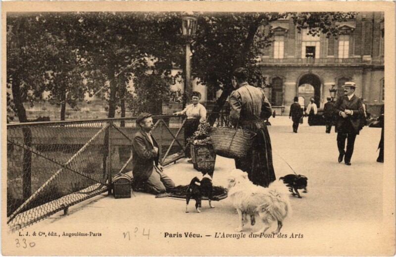 Carte postale ancienne L'Aveugle du Pont des Arts à Paris 1er