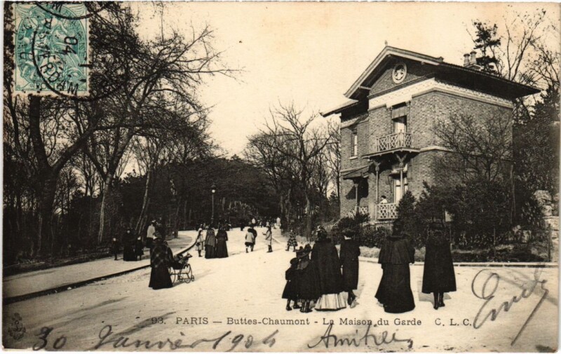 Carte postale ancienne Paris 19e buttes-Chaumont Maison du Garde à Paris 19e