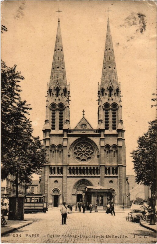 Carte postale ancienne Eglise Saint-Jean-Baptiste de Belleville à Paris 20e