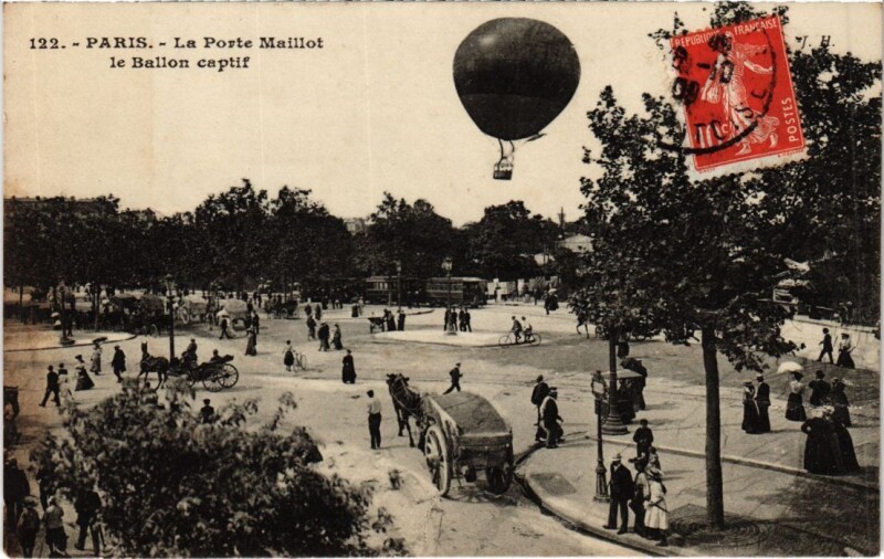 Carte postale ancienne La Porte Maillot - le Ballon captif à Paris 17e