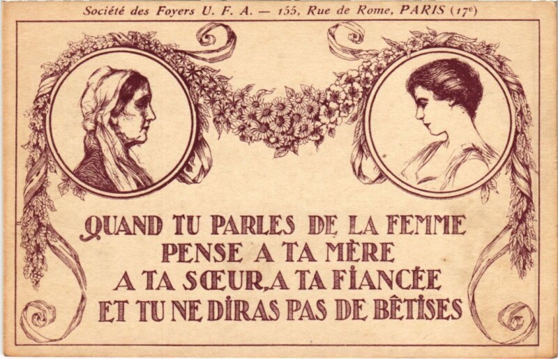 Carte postale ancienne Quand tu parles de la femme à Paris 17e