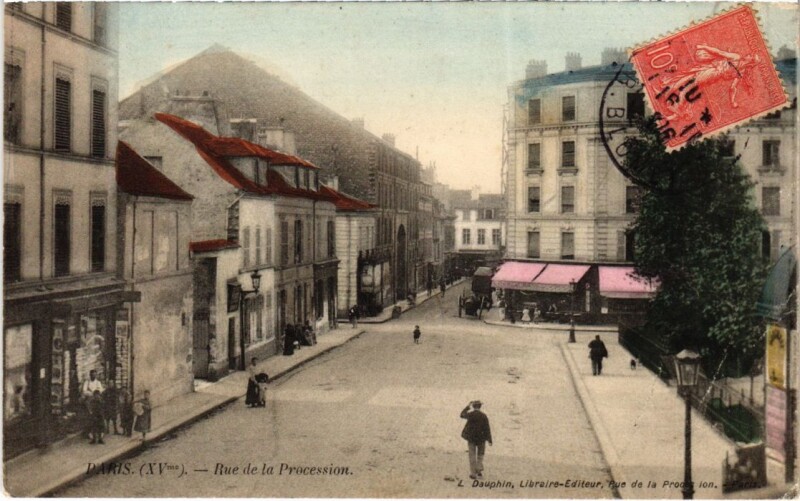 Carte postale ancienne Rue de la Procession à Paris 15e