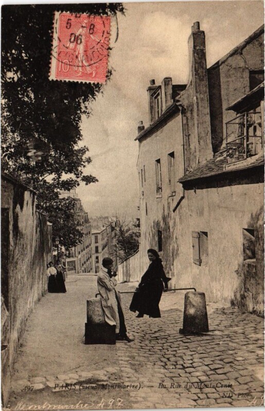 Carte postale ancienne Vieux Montmartre - La Rue du Mont-Cenis à Paris 18e