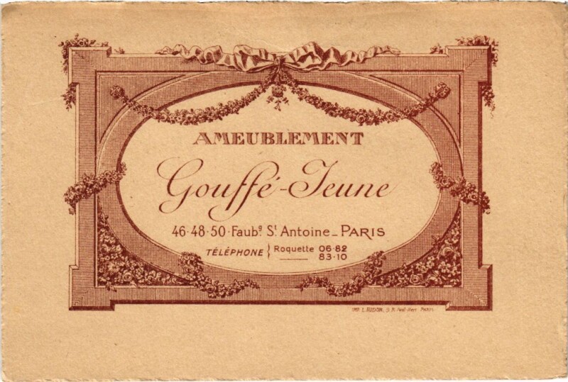 Carte postale ancienne Paris 12e 46-50, Faubg Saint-Antoine Gouffe-Jeune Ambeublement à Paris 12e