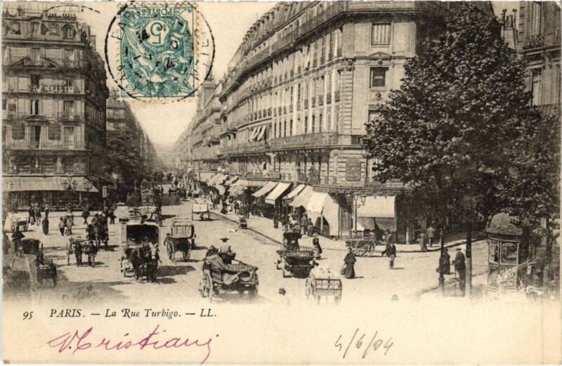 Carte postale ancienne Paris 3e Rue Turbigo Nd Phot à Paris 3e
