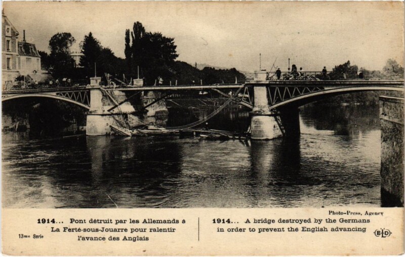 Carte postale ancienne La Ferte sous Jouarre Pont detruit par les Allemands à Jouarre