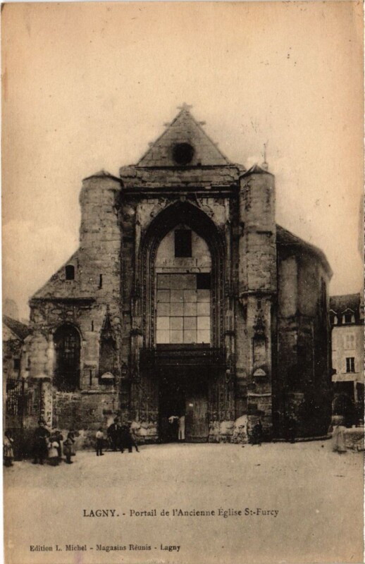 Carte postale ancienne Lagny Portail de l'Ancienne Eglise Saint-Furcy