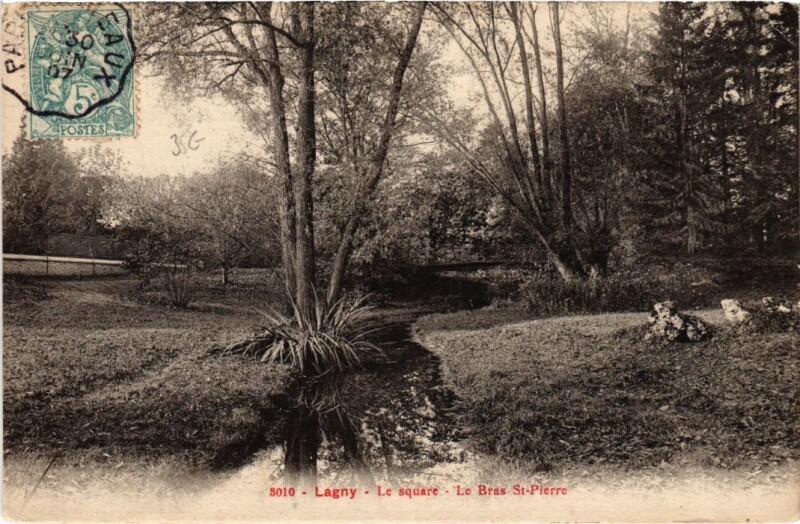 Carte postale ancienne Lagny Le square Le Bras Saint-Pierre