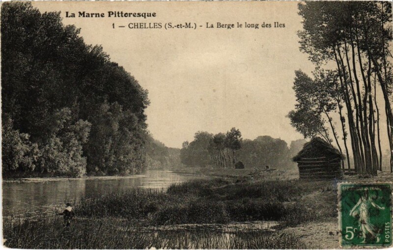 Carte postale ancienne Chelles Le Berge le long des Iles à Chelles