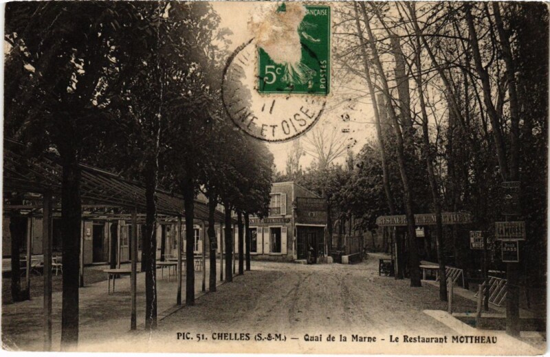 Carte postale ancienne Chelles Quai de la Marne Restaurant Mottheau à Chelles