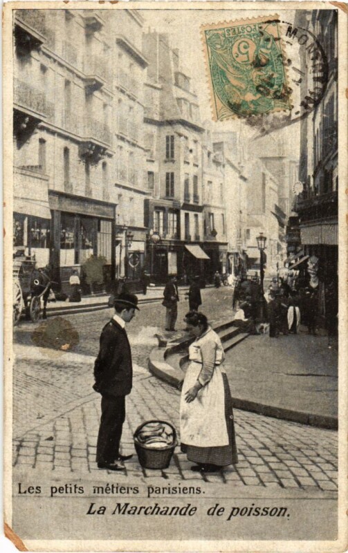 Carte postale ancienne Paris Petits Metiers la marchande de poisson à Paris