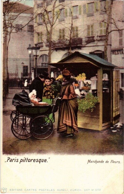 Carte postale ancienne Paris Petits Metiers la marchande de fleurs à Paris