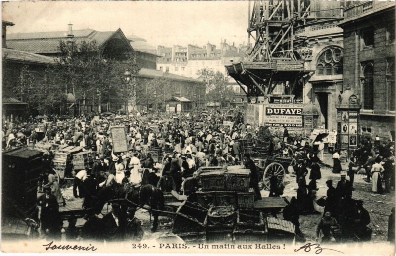Carte postale ancienne Paris 1e Halles Centrales un matin à Paris 1er