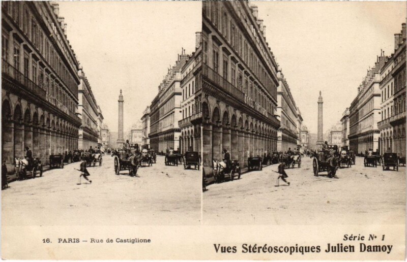 Carte postale ancienne Paris 2e Rue de Castiglione Stereo à Paris 2e