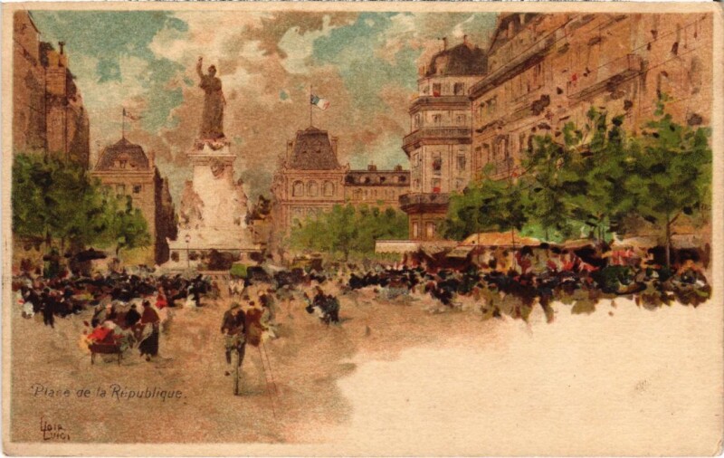 Carte postale ancienne Paris 4e Place de la Republique Litho à Paris 4e