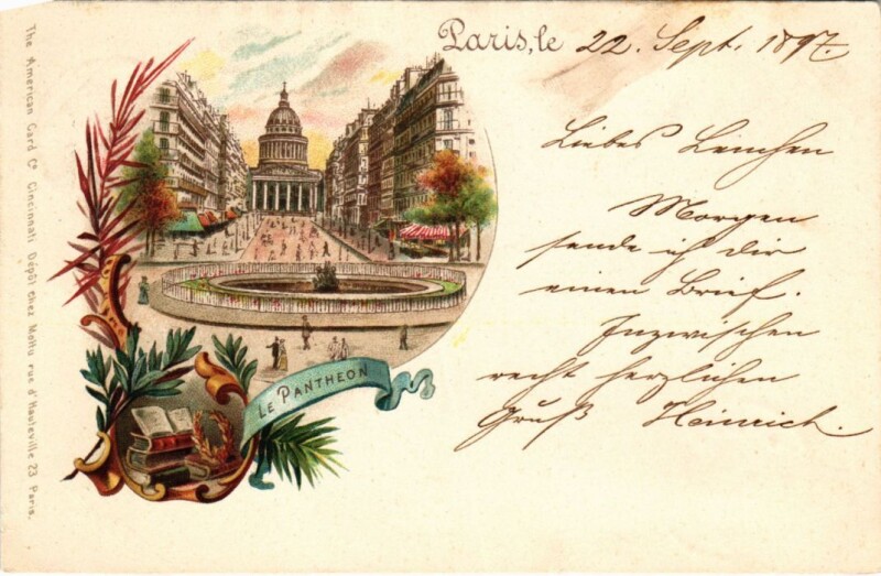 Carte postale ancienne Paris 5e le Pantheon Litho à Paris 5e