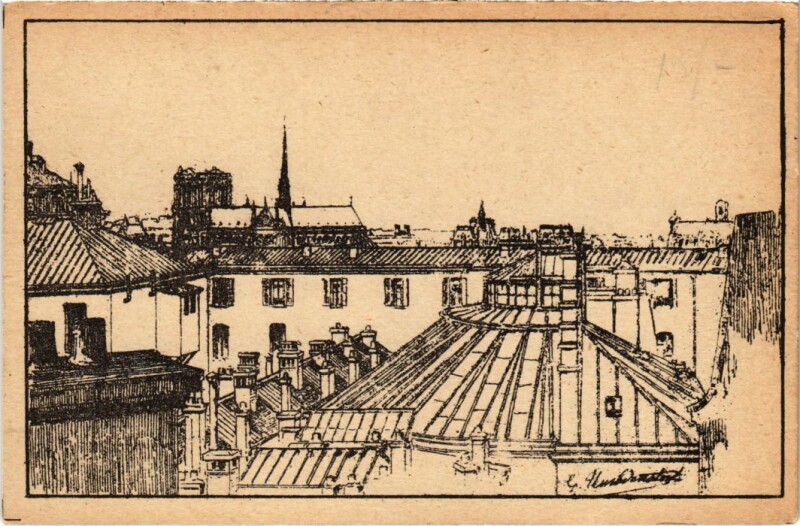 Carte postale ancienne Paris 5e Ecole Polytechnique Panorama pris du toit à Paris 5e