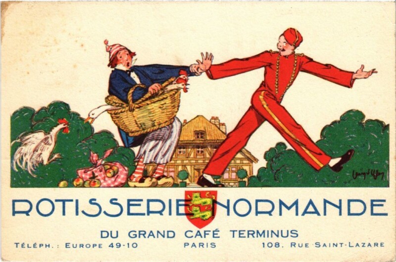 Carte postale ancienne Paris 8e 108, Rue Saint-lazare Rotisserie Normande à Paris 8e