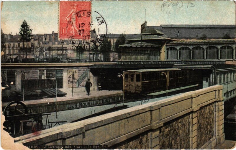 Carte postale ancienne Paris (4e) Metropolitain Gare de la Bastille à Paris 4e