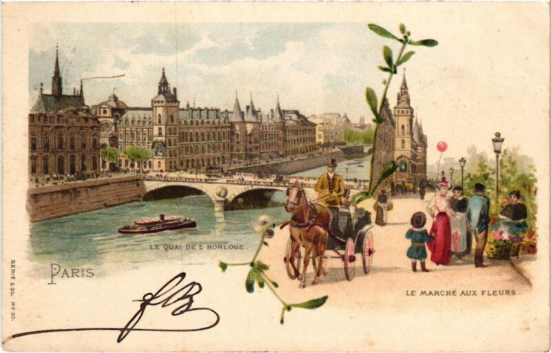 Carte postale ancienne Paris Quai de l'Horloge Litho