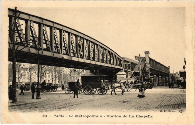Carte postale ancienne Le Métropolitain - Station de la Chapelle à Paris 10e