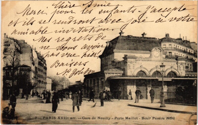 Carte postale ancienne Gare de Neuilly - Porte Maillot - Boulevard Péreire Nord à Paris 17e