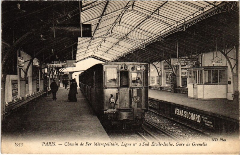 Carte postale ancienne Chemin de Fer Métropolitain - Gare de Grenelle à Paris 15e