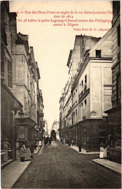Carte postale ancienne Paris 4e Rue des Deux ponts Rue Saint-Louis-en-l'Isle à Paris 4e