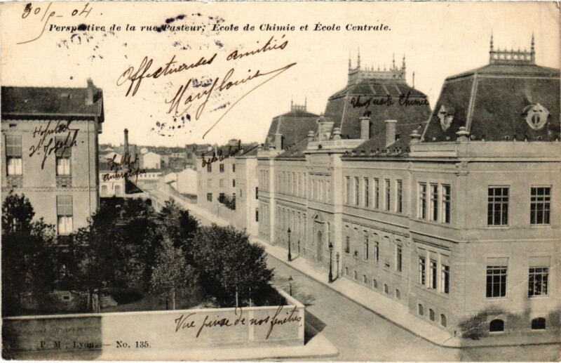 Carte postale ancienne Paris 11e Rue Pasteur Ecole de Chimie et Ecole Centrale à Paris 11e