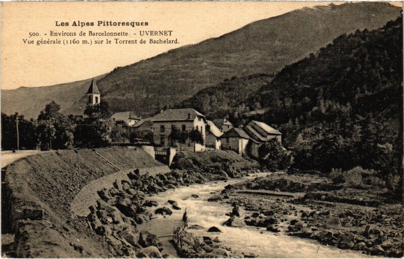 Carte postale ancienne Environs de Barcelonnette - Uvernet - VUe générale