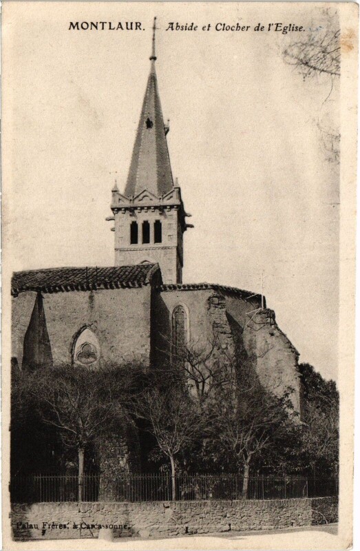 Carte postale ancienne Montlaur - Abside et Clocher de l'Eglise