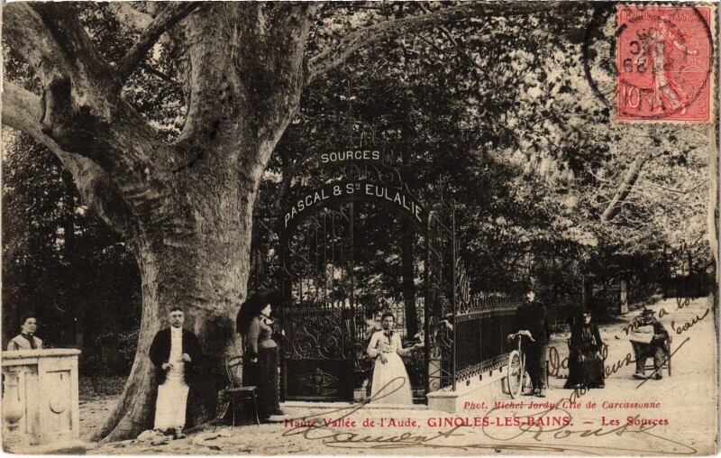 Carte postale ancienne Haute Vallée de l'Aude - Ginoles-les-Bains - Les Sources à Ginoles