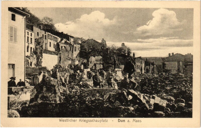 Carte postale ancienne Dun-sur-Meuse - Dun an der Maas - Town Scene - Ruines à Dun-sur-Meuse