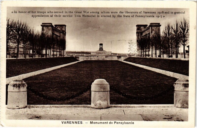 Carte postale ancienne Varennes - Monument de Pensylvanie