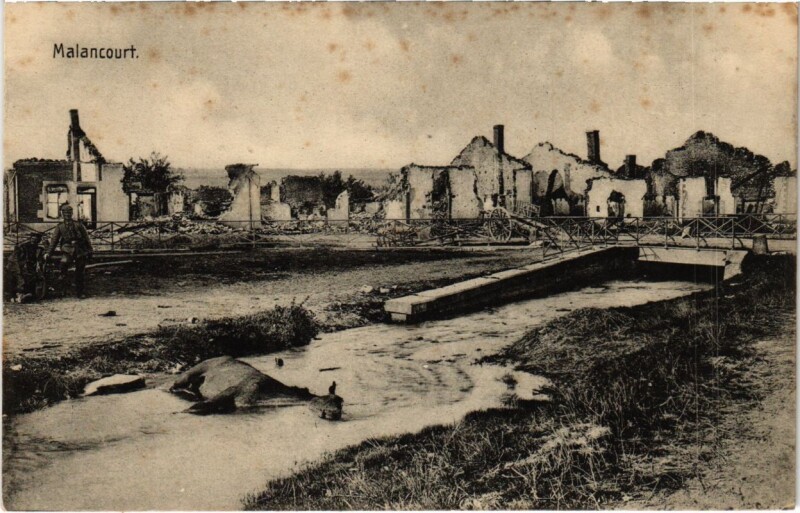 Carte postale ancienne Malancourt - Town Scene - Ruines à Malancourt