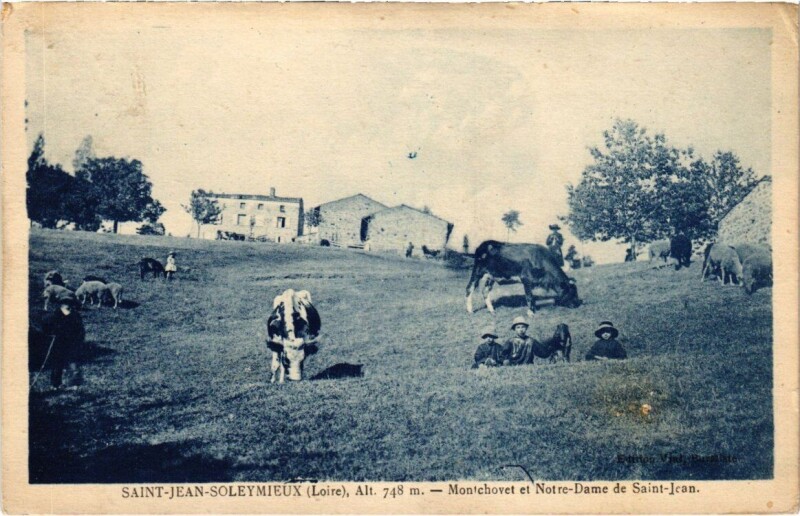 Carte postale ancienne Saint-Jean-Soleymieux - Montchovet et Notre-Dame de Saint-Jean à Saint-Jean-Soleymieux