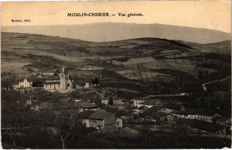 Carte postale ancienne Moulin-Cherier - Vue générale à Cherier