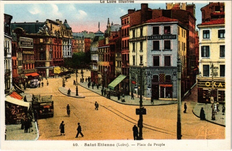 Carte postale ancienne Saint-Etienne - Place du Peuple à Saint-Étienne