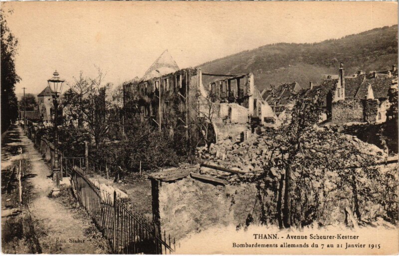Carte postale ancienne Militaire - Thann - Avenue Scheurer-Kestner à Thann