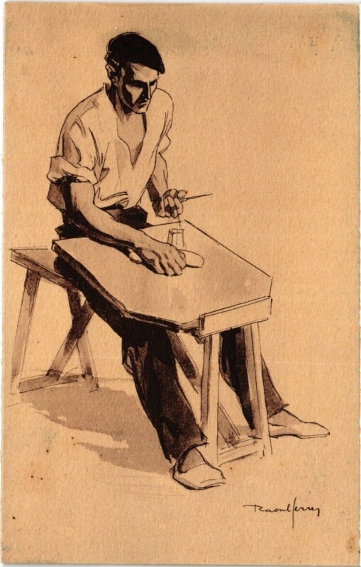 Carte postale ancienne Homme travail