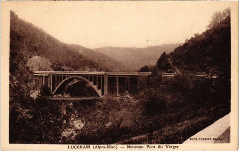 Carte postale ancienne Lucéram - Nouveau Pont du Verger à Lucéram