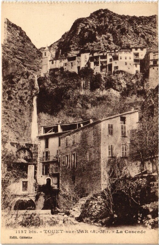 Carte postale ancienne Touet-sur-Var - La Cascade à Touët-sur-Var