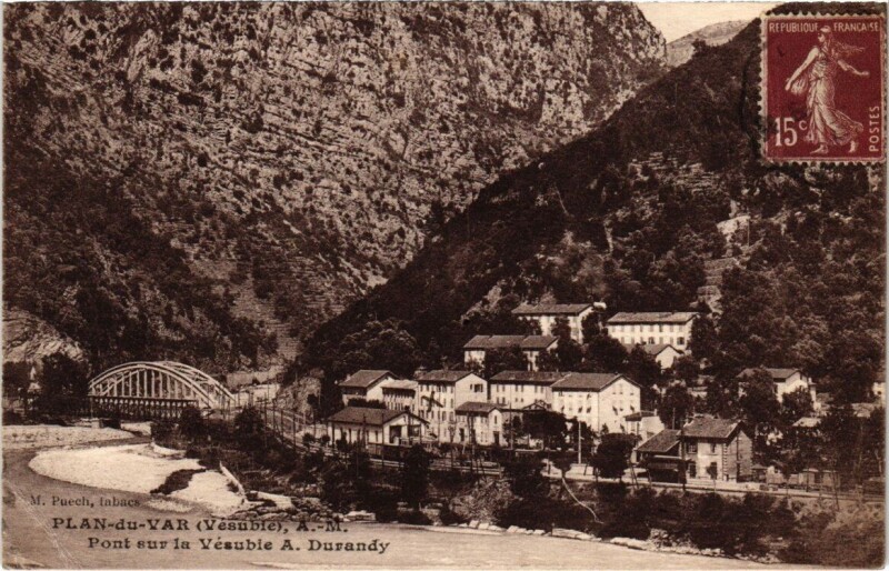 Carte postale ancienne Plan-du-Var - Pont sur la Vésubie